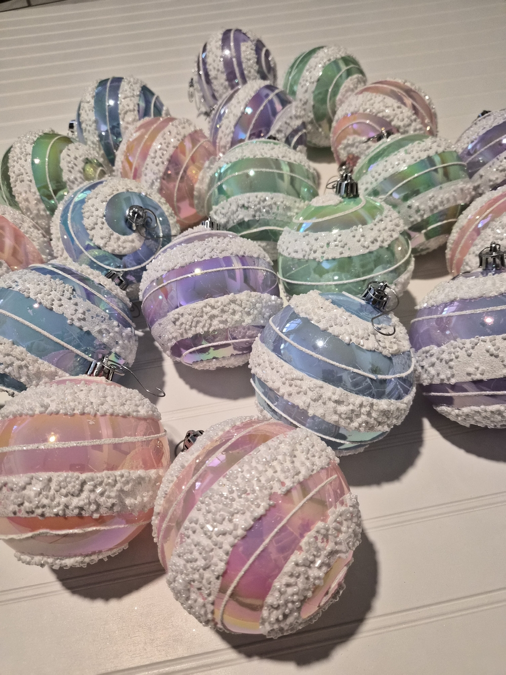 Pastel Iridescent Holiday Ornament Set - Home Holiday